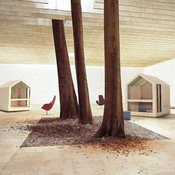 2 cabane en bois Vendredi dans un décor de forêt